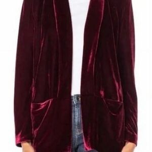 Well Worn Faux Velvet Women's Burgundy Blazer NWT